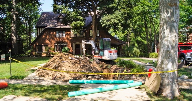 Repairing a residential sewer system