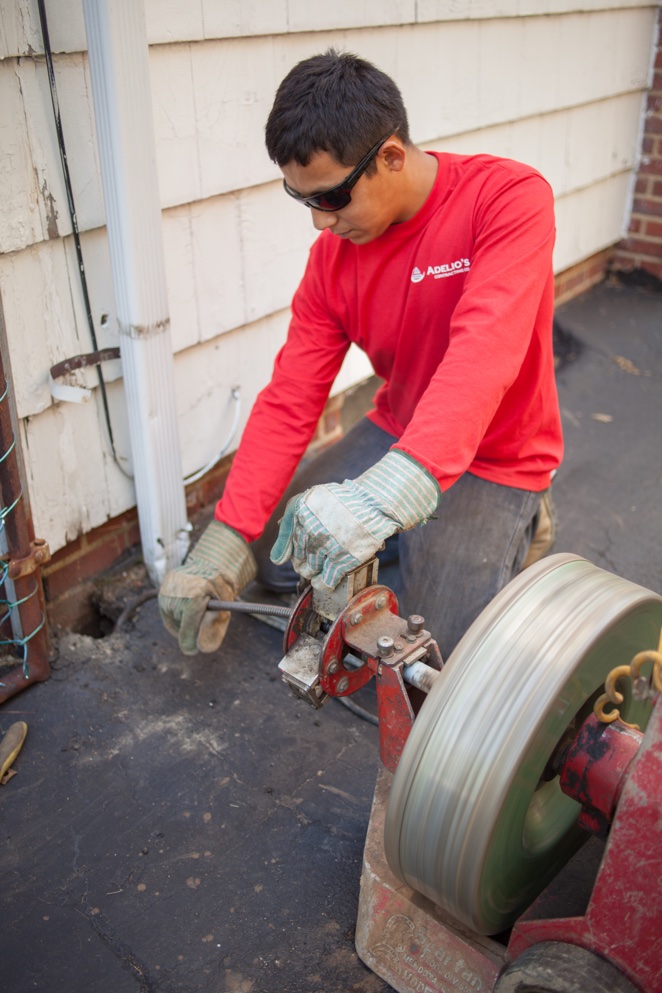 Snaking a sewer line